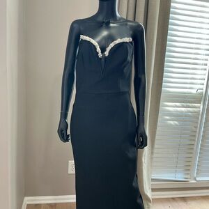 Fashion Nova Black Strapless Dress with White Details